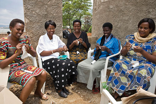 Knit for Peace group knitting in Rwanda