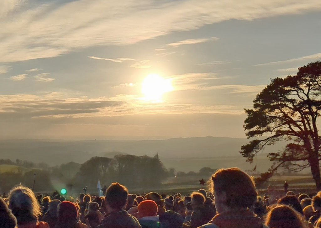 Sunset over the heads of protesters, Right to protest